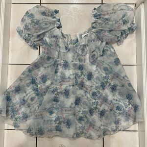 Selkie Blue Floral Mini Dress